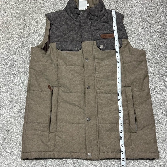 Cinch Vest Men's Small Tan Quilted Full Zip Snap Western Pockets Drawstring - Picture 2 of 7